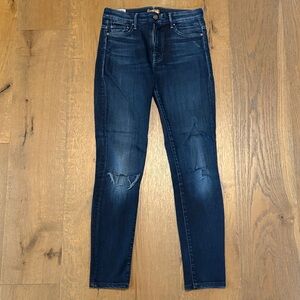 MOTHER Dark Blue Distressed Skinny Jeans